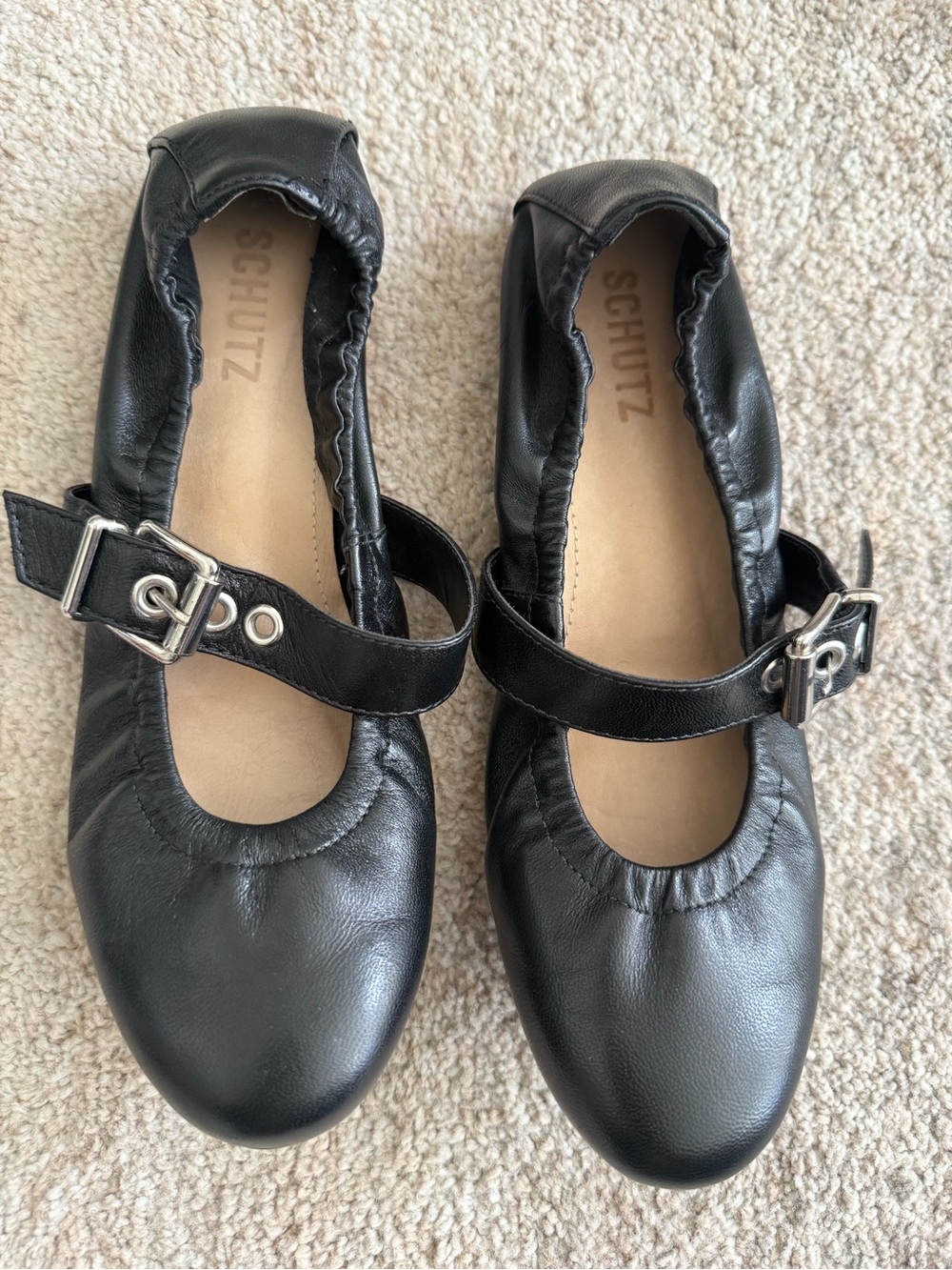 Schutz Calita Nappa Leather Ballet Flat In Black - Picture 4 of 9